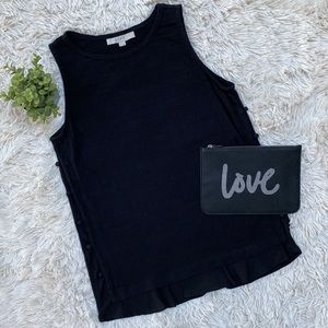 Loft Sleeveless Side Button Shirttail Sweater 💗 Black